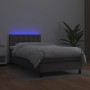 Box spring bed and LED mattress gray synthetic leather 90x200 cm by vidaXL, Beds and slatted bases - Ref: Foro24-3134205, Pri...