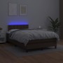 Box spring bed with mattress and LED brown synthetic leather 120x200 cm by vidaXL, Beds and slatted bases - Ref: Foro24-31342...