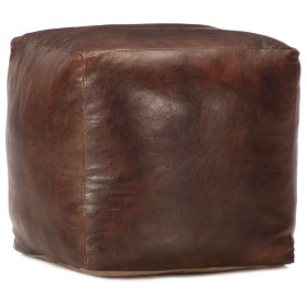 Dark brown pouf 40x40x40 cm genuine goat leather by vidaXL, Ottomans - Ref: Foro24-248127, Price: 105,99 €, Discount: %