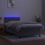 Box spring bed with mattress and LED light gray velvet 80x200 cm by vidaXL, Beds and slatted bases - Ref: Foro24-3134249, Pri...