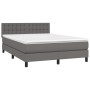 Box spring bed with mattress and LED gray synthetic leather 140x200 cm by vidaXL, Beds and slatted bases - Ref: Foro24-313422...