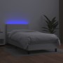 Box spring bed and LED mattress white synthetic leather 80x200 cm by vidaXL, Beds and slatted bases - Ref: Foro24-3134070, Pr...