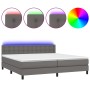 Cama box spring colchón y LED cuero sintético gris 200x200 cm de vidaXL, Camas y somieres - Ref: Foro24-3134247, Precio: 602,...