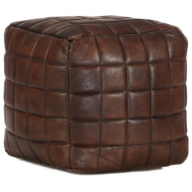 Dark brown pouf 40x40x40 cm genuine goat leather by vidaXL, Ottomans - Ref: Foro24-248136, Price: 109,99 €, Discount: %