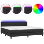 Boxspringbett mit Matratze und LED schwarzem Kunstleder 200x200 cm von vidaXL, Betten und Lattenroste - Ref: Foro24-3134243, ...