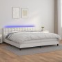 Box spring bed with mattress and LED white synthetic leather 200x200 cm by vidaXL, Beds and slatted bases - Ref: Foro24-31342...