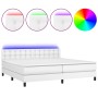 Cama box spring colchón y LED cuero sintético blanco 200x200 cm de vidaXL, Camas y somieres - Ref: Foro24-3134244, Precio: 65...