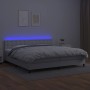 Box spring bed with mattress and LED white synthetic leather 200x200 cm by vidaXL, Beds and slatted bases - Ref: Foro24-31342...