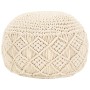 Puf de macramé hecho a mano algodón 45x30 cm de vidaXL, Otomanas - Ref: Foro24-248090, Precio: 69,80 €, Descuento: %