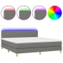 Cama box spring con colchón y LED tela gris oscuro 160x200 cm de vidaXL, Camas y somieres - Ref: Foro24-3133566, Precio: 497,...