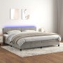 Box spring bed with mattress and LED light gray velvet 200x200 cm by vidaXL, Beds and slatted bases - Ref: Foro24-3134303, Pr...