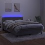 Box spring bed with mattress and LED light gray velvet 140x190 cm by vidaXL, Beds and slatted bases - Ref: Foro24-3134279, Pr...