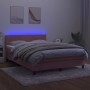 Box spring bed with mattress and LED pink velvet 140x190 cm by vidaXL, Beds and slatted bases - Ref: Foro24-3134284, Price: 4...