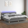 Cama box spring con colchón y LED tela gris oscuro 200x200 cm de vidaXL, Camas y somieres - Ref: Foro24-3133742, Precio: 610,...