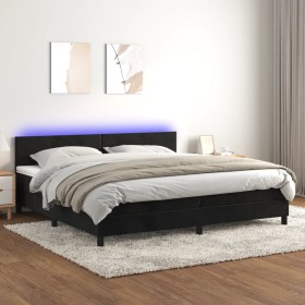 Cama box spring colchón y LED terciopelo negro 200x200 cm de vidaXL, Camas y somieres - Ref: Foro24-3134305, Precio: 571,81 €...