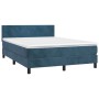 Box spring bed with mattress and LED dark blue velvet 140x190 cm by vidaXL, Beds and slatted bases - Ref: Foro24-3134283, Pri...