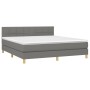 Box spring bed with mattress and LED dark gray fabric 160x200 cm by vidaXL, Beds and slatted bases - Ref: Foro24-3133726, Pri...