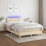 Box spring bed with mattress and LED cream fabric 120x200 cm by vidaXL, Beds and slatted bases - Ref: Foro24-3133706, Price: ...