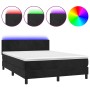 Box spring bed with mattress and LED black velvet 140x200 cm by vidaXL, Beds and slatted bases - Ref: Foro24-3134287, Price: ...