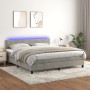 Box spring bed with mattress and LED light gray velvet 180x200 cm by vidaXL, Beds and slatted bases - Ref: Foro24-3134297, Pr...