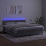 Box spring bed with mattress and LED light gray velvet 180x200 cm by vidaXL, Beds and slatted bases - Ref: Foro24-3134297, Pr...