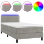 Box spring bed with mattress and LED light gray velvet 90x190 cm by vidaXL, Beds and slatted bases - Ref: Foro24-3134315, Pri...