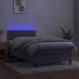 Box spring bed with mattress and LED light gray velvet 90x190 cm by vidaXL, Beds and slatted bases - Ref: Foro24-3134315, Pri...