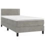 Box spring bed with mattress and LED light gray velvet 90x190 cm by vidaXL, Beds and slatted bases - Ref: Foro24-3134315, Pri...