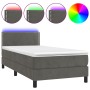 Box spring bed with mattress and LED dark gray velvet 90x190 cm by vidaXL, Beds and slatted bases - Ref: Foro24-3134316, Pric...