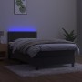 Box spring bed with mattress and LED dark gray velvet 90x190 cm by vidaXL, Beds and slatted bases - Ref: Foro24-3134316, Pric...