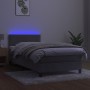 Cama box spring colchón y LED terciopelo gris claro 90x200 cm de vidaXL, Camas y somieres - Ref: Foro24-3134321, Precio: 314,...