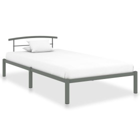 Estructura de cama de metal gris 90x200 cm de vidaXL, Camas y somieres - Ref: Foro24-284662, Precio: 67,40 €, Descuento: %