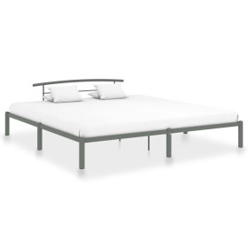 Gray metal bed frame 200x200 cm by vidaXL, Beds and slatted bases - Ref: Foro24-284706, Price: 88,44 €, Discount: %