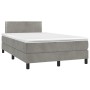 Box spring bed with mattress and LED light gray velvet 120x200 cm by vidaXL, Beds and slatted bases - Ref: Foro24-3134333, Pr...