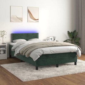 Cama box spring colchón y LED terciopelo verde oscuro 120x200cm de vidaXL, Camas y somieres - Ref: Foro24-3134336, Precio: 35...