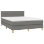 Box spring bed mattress and LED lights dark gray fabric 140x200 cm by vidaXL, Beds and slatted bases - Ref: Foro24-3133798, P...