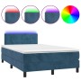 Cama box spring colchón y LED terciopelo azul oscuro 120x200 cm de vidaXL, Camas y somieres - Ref: Foro24-3134397, Precio: 38...