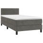 Box spring bed with mattress and LED dark gray velvet 90x190 cm by vidaXL, Beds and slatted bases - Ref: Foro24-3134436, Pric...