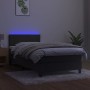 Box spring bed with mattress and LED dark gray velvet 90x190 cm by vidaXL, Beds and slatted bases - Ref: Foro24-3134436, Pric...