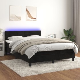 Box spring bed with mattress and LED black velvet 140x190 cm by vidaXL, Beds and slatted bases - Ref: Foro24-3134461, Price: ...