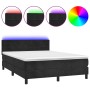 Box spring bed with mattress and LED black velvet 140x190 cm by vidaXL, Beds and slatted bases - Ref: Foro24-3134461, Price: ...