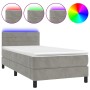 Box spring bed with mattress and LED light gray velvet 100x200 cm by vidaXL, Beds and slatted bases - Ref: Foro24-3134447, Pr...