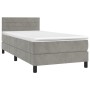 Box spring bed with mattress and LED light gray velvet 100x200 cm by vidaXL, Beds and slatted bases - Ref: Foro24-3134447, Pr...