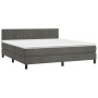 Box spring bed with mattress and LED dark gray velvet 160x200 cm by vidaXL, Beds and slatted bases - Ref: Foro24-3134532, Pri...