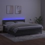 Box spring bed with mattress and LED dark gray velvet 160x200 cm by vidaXL, Beds and slatted bases - Ref: Foro24-3134532, Pri...