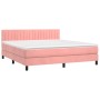 Box spring bed with mattress and LED pink velvet 160x200 cm by vidaXL, Beds and slatted bases - Ref: Foro24-3134536, Price: 5...