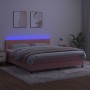 Box spring bed with mattress and LED pink velvet 160x200 cm by vidaXL, Beds and slatted bases - Ref: Foro24-3134536, Price: 5...