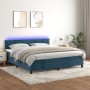 Box spring bed with mattress and LED dark blue velvet 180x200 cm by vidaXL, Beds and slatted bases - Ref: Foro24-3134541, Pri...