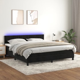 Cama box spring colchón y LED terciopelo negro 180x200 cm de vidaXL, Camas y somieres - Ref: Foro24-3134539, Precio: 546,30 €...