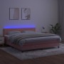 Box spring bed with mattress and LED pink velvet 180x200 cm by vidaXL, Beds and slatted bases - Ref: Foro24-3134542, Price: 5...